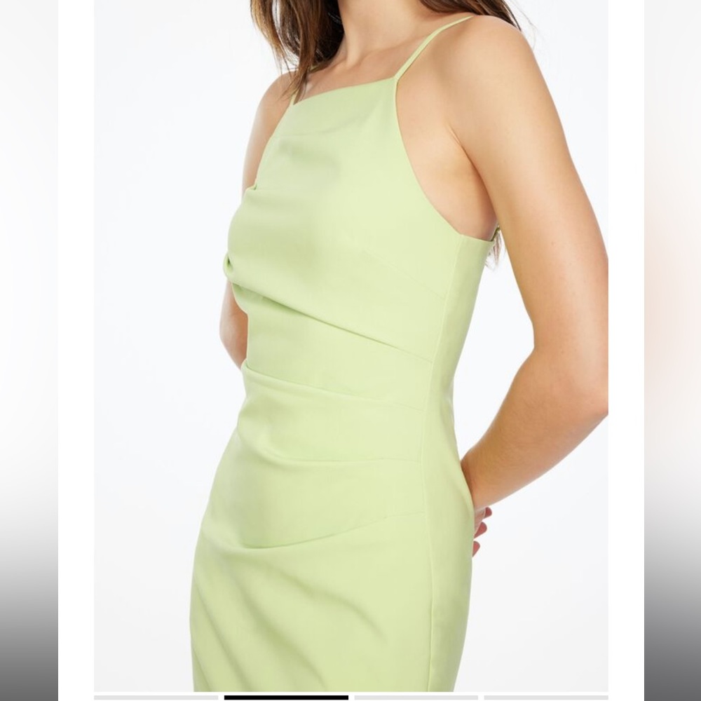 XS Green Ruched Mini Dress - Picture 2 of 6